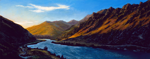 Morning In Cromwell Gorge. Acrylic on board.