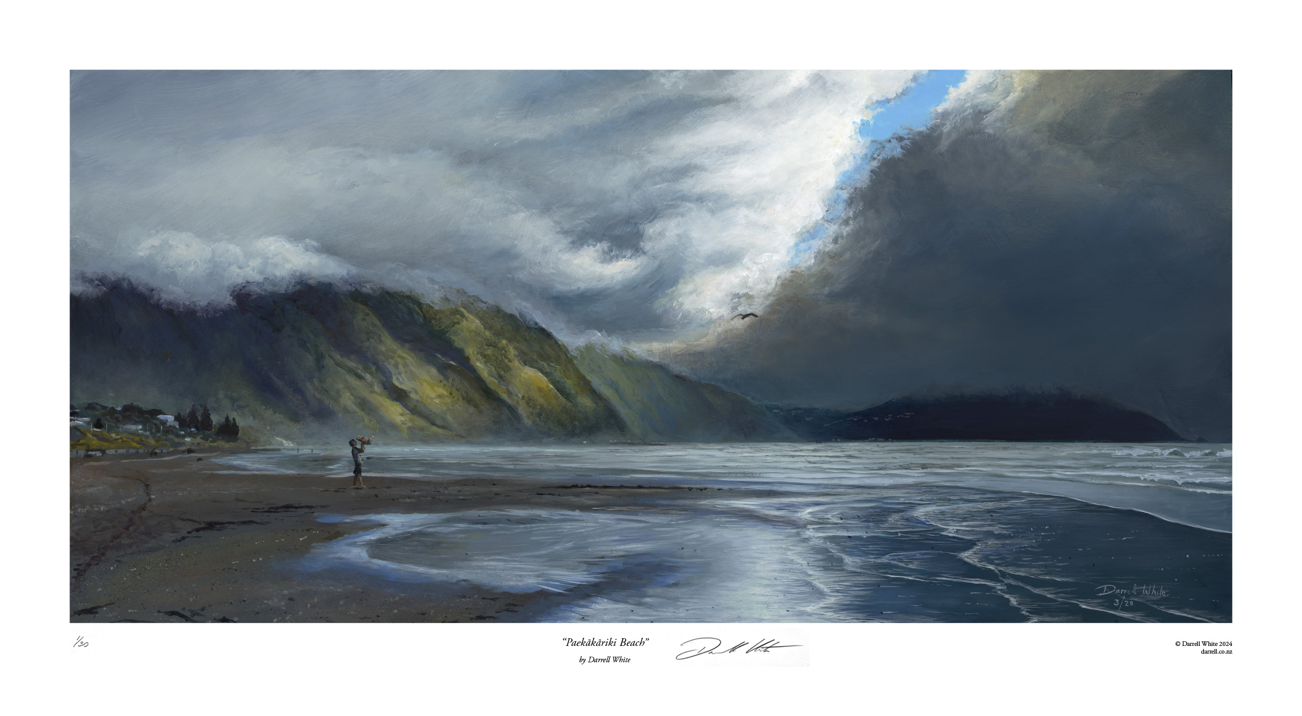 Print of Paekakariki Beach, New Zealand