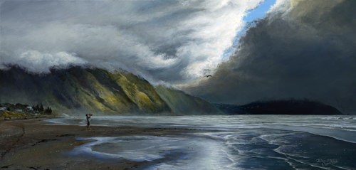 Paekākāriki beach. Acrylic on board.