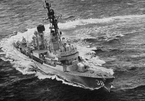 Pencil sketch of HMAS Perth at sea