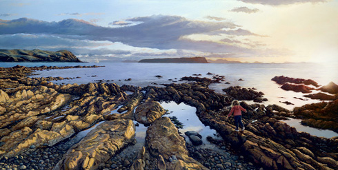 Plimmerton Gold. Acrylic on board.