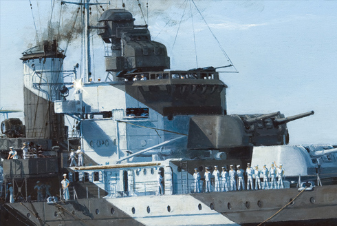 Detail of HMAS Sydney II painting.