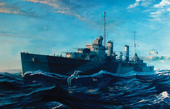 HMAS Sydney II is escorted by seagulls coming to life from the Dome of Souls