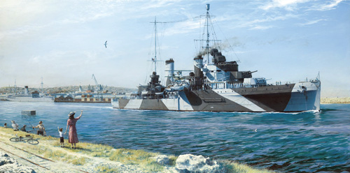 HMAS Sydney II sails out of Fremantle inner harbour