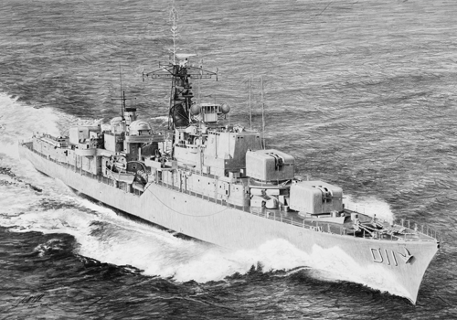 Pencil sketch of HMAS Vampire